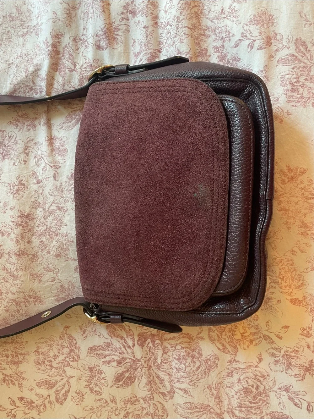 kate spade Burgundy Leather & Suede Messenger Bag